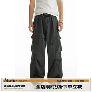 复古多口袋工装 褶皱伞兵裤 裤 潮牌痞帅休闲阔腿裤 男春秋季 男道美式