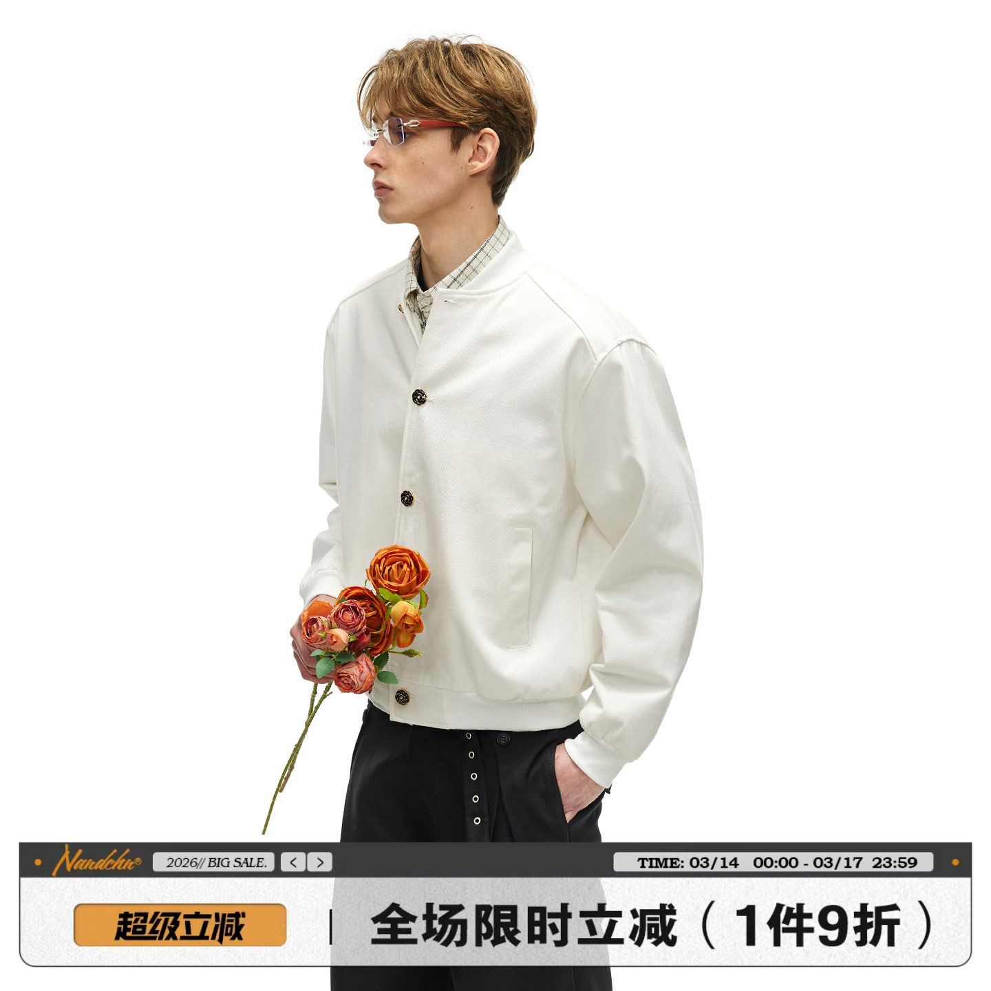 男道美式vintage棒球服男2026春季休闲开衫宽松情侣立领夹克外套