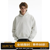 男道重磅500g美式 连帽加绒卫衣男女秋冬纯色套头外套 cleanfit短款