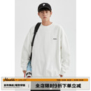 男道秋冬纯色字母刺绣圆领卫衣男休闲情侣基础款 套头上衣 加绒长袖