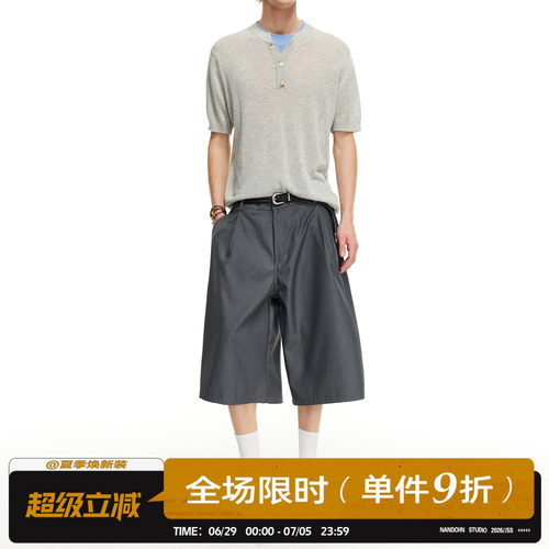 男道新款夏季潮牌高级感纯色垂感西装短裤男宽松百搭休闲五分中裤