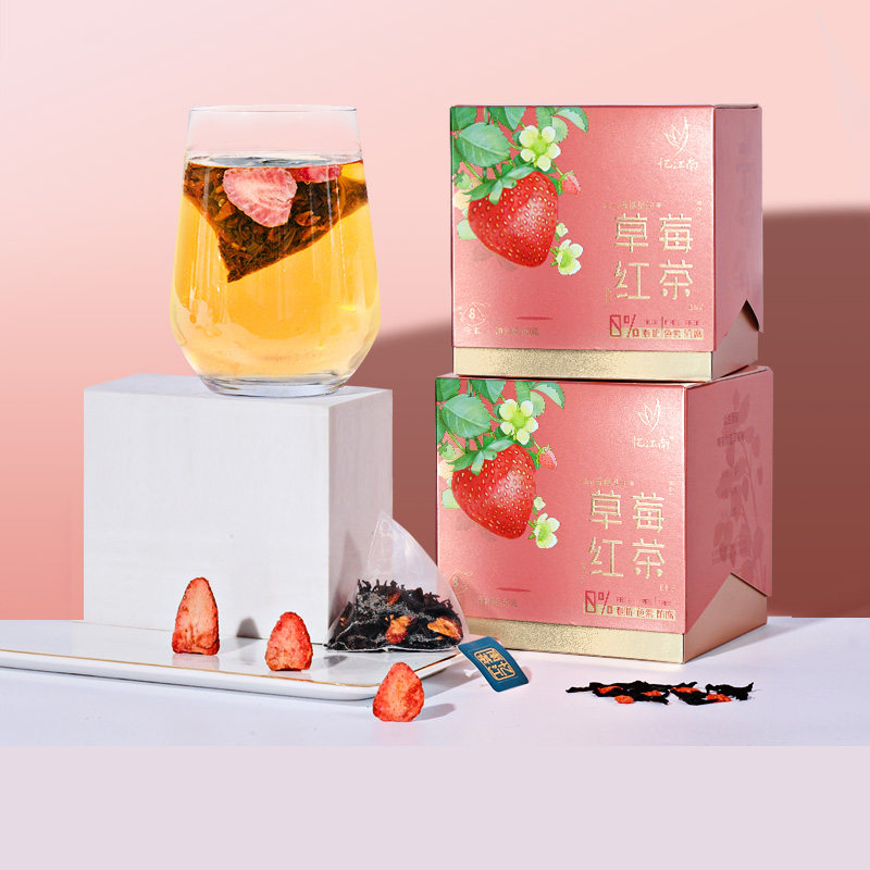 忆江南草莓红茶三角茶包冷泡水果茶袋泡调味组合花茶原叶茶叶40g