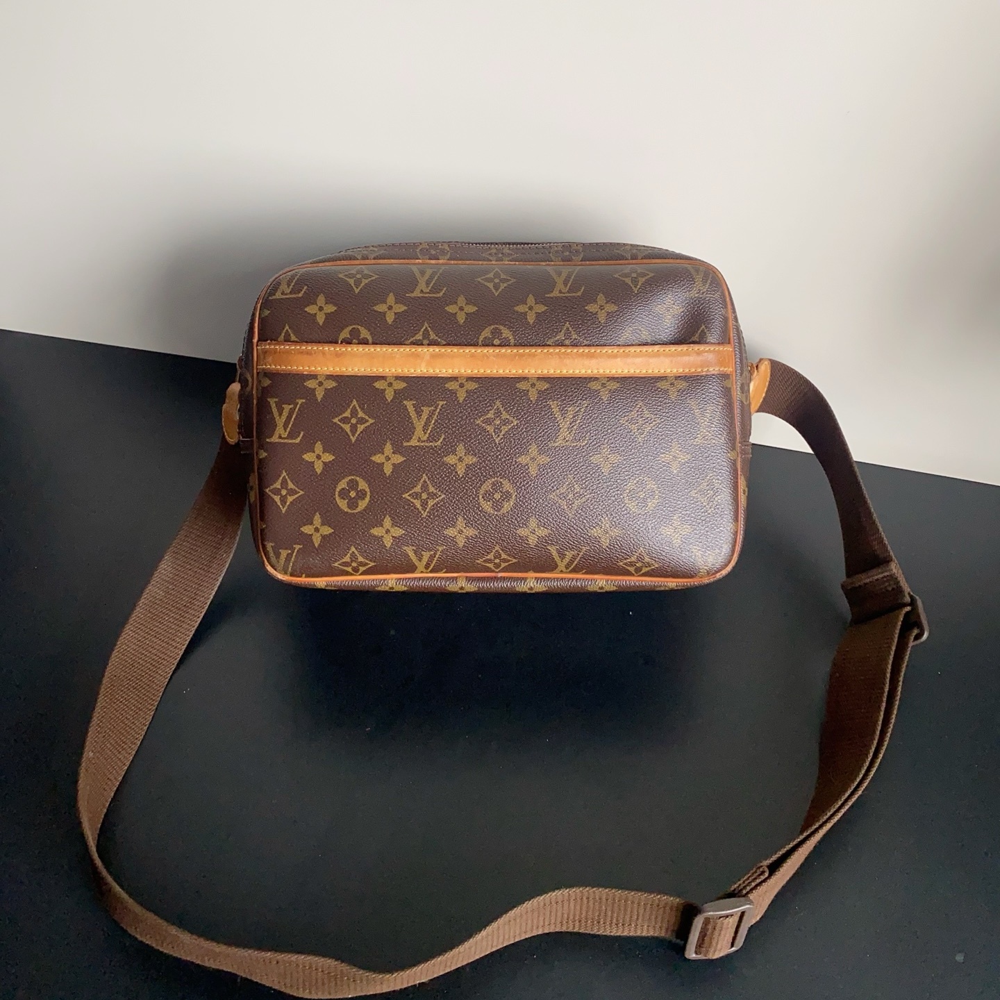 特价全原皮 微瑕 LV中古包 经典老花双层记者包单肩斜挎包28*20cm