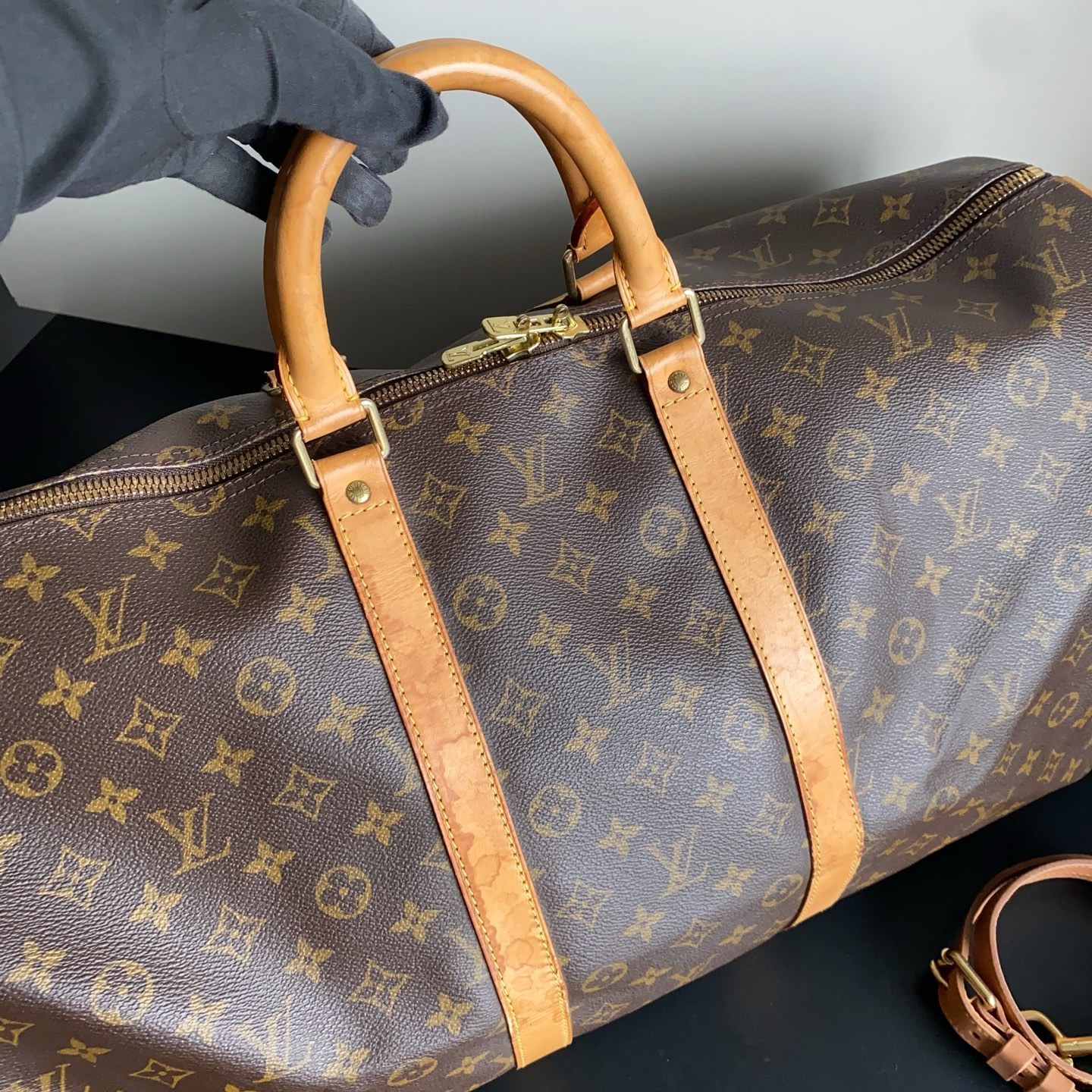 超级特价全原皮 vintage中古包 LV旅行袋keepall55手提单肩斜挎包