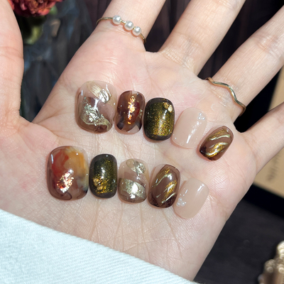 轻奢显白手绘美盖纯手工穿戴甲