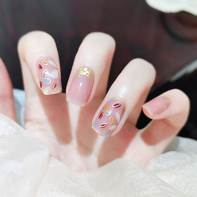 美盖半烤指甲贴水晶玻璃珠质感