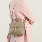 大容量斜挎通勤包新款 牛皮单肩女包李娜同款 随游手提包复古邮差包