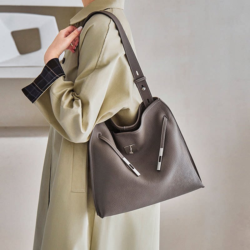 2026春季新款单肩包头层牛皮单肩斜挎包大容量托特包时尚凯利包