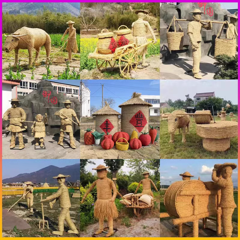 稻草工艺品制作稻草人农耕手工编