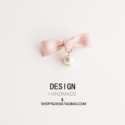 原创粉色珍珠蝴蝶结发夹韩国进口