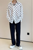 新款洋气波点长袖衬衫时尚复古风暗纹百搭休闲上衣A452--H75--P75，男装衬衫，电商A452