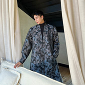 开身无扣中长款 P195 6516 风衣外套新中式 花朵禅意大衣外套A452