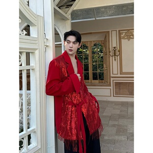 新款奢华流苏亮片摇曳生姿舞台装高级感西服外套A452--6551--P225图片