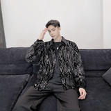 特制花纹亮片长袖衬衫时尚夜店风舞台装造型师上衣A452--H31--P85，男装衬衫，电商A452