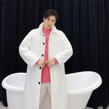 新款时尚菱形格子棉衣外套男廓形时尚中长款大衣A452--1986--P175，男装棉衣，电商A452