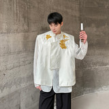 新中式风盘扣光泽感刺绣马甲复古百搭坎肩上衣A452--6454--P95，男装背心/马甲，电商A452
