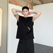 新款 暗黑潮流垫肩无袖 背心休闲百搭宽松坎肩A452 夏季 6375 P65