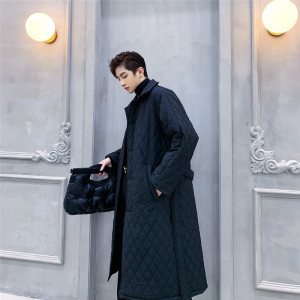 新款时尚菱形格子棉衣外套男廓形时尚中长款大衣A452--1986--P175，男装棉衣，电商A452