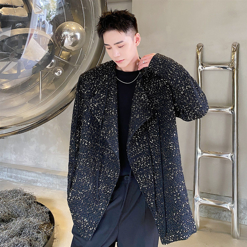 冬新款定制亮丝小香风外套个性绑带法式西服上衣A452--6196--P165,男装西服,电商A452