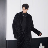 华丽丝绒压花复古长袖衬衫个性气质型套装上衣A452--6101--P75，男装衬衫，电商A452