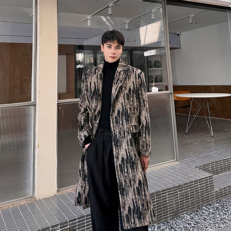 冬装新款中长款毛呢大衣韩版潮流风衣外套A452--H130--P175，男装风衣，电商A452