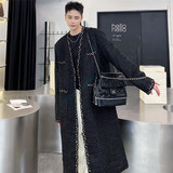 特制亮丝小香风毛呢大衣韩版气质过膝中长款外套A452--6195--P175，男装毛呢大衣，电商A452