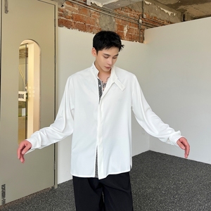 秋季中式立领简约净版长袖衬衫男休闲百搭潮流上衣A452-6385--P85图片