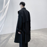 暗黑风绑带设计机能中长款风衣重工艺廓形过膝外套A452-688-P155，男装风衣，电商A452