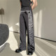 6341 小众设计暗黑风拼接款 P85 拖地裤 A452 休闲直筒长裤 潮流个性