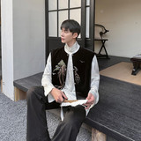 新款丝绒刺绣山水流苏马甲外罩新中式百搭坎肩潮A452--6451--P105，男装背心/马甲，电商A452