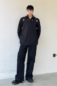 夏上新小众设计肩部镂空设计小心机复古风长袖衬衫A452--H83--P75图片