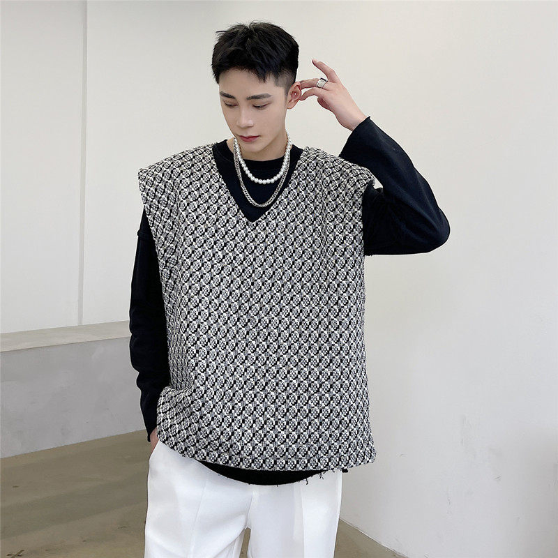 新款V领套头小香风背心高级编织设计粗花马甲坎肩A452--6161--P85图片