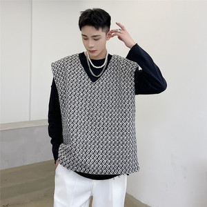 新款V领套头小香风背心高级编织设计粗花马甲坎肩A452--6161--P85图片