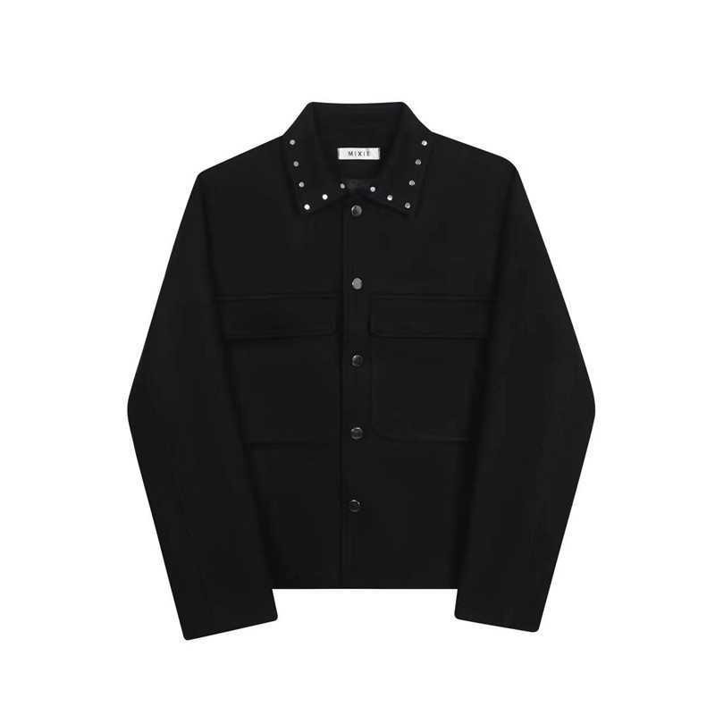 新休闲鹿皮绒夹克外套男潮流复古风口袋铆钉上衣A452--H92--P135,男装夹克,电商A452