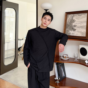 暗黑风德绒休闲立领长袖上衣宽松百搭垫肩打底长袖A452-6402--P75图片