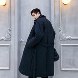 新款时尚菱形格子棉衣外套男廓形时尚中长款大衣A452--1986--P175，男装棉衣，电商A452