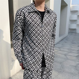 韩版月牙图案休闲长袖印花衬衫复古洋气潮流上衣A452--6229--P85，男装衬衫，电商A452