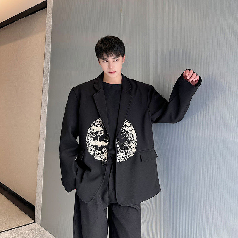 秋装新款潮流西服新中式团纹刺绣西装外套A452--6469--P145,男装西服套装,电商A452