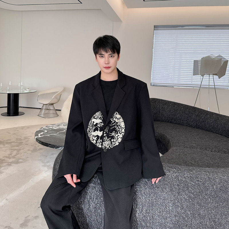 秋装新款潮流西服新中式团纹刺绣西装外套A452--6469--P145,男装西服套装,电商A452