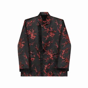 冬装缎面花卉图案西装外套立领一粒扣加毛外套A452--H136--P185图片