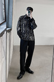 特制花纹亮片长袖衬衫时尚夜店风舞台装造型师上衣A452--H31--P85，男装衬衫，电商A452