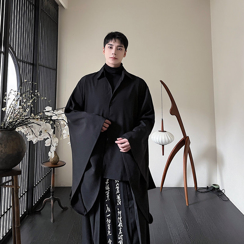 秋冬新款改良版大袖衬衫男女款风暗黑休闲上衣A452-6423--P95,男装衬衫,电商A452