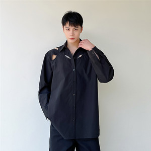 夏上新小众设计肩部镂空设计小心机复古风长袖衬衫A452--H83--P75图片