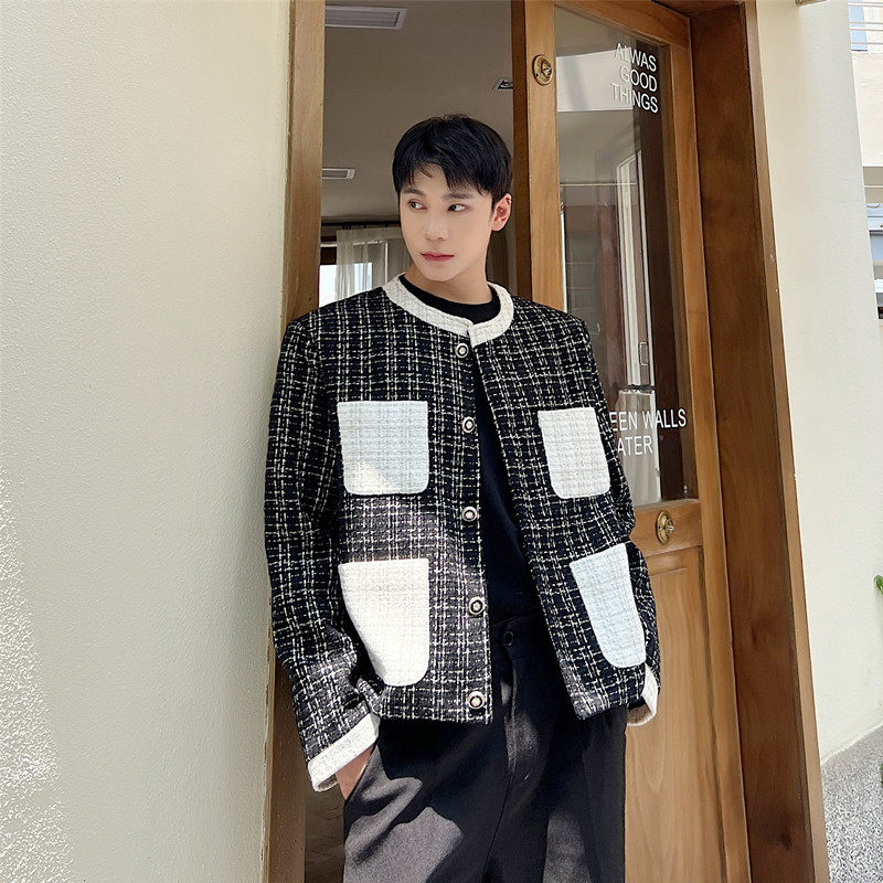 冬装个性小香风短款圆领夹克外套法式粗花呢上衣A452--6301--P145,男装夹克,电商A452
