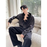 春小众设计法式复古长袖衬衫立体花边休闲上衣潮A452--6556--P125，男装衬衫，电商A452