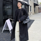 冬中长款 P175 6195 小香风毛呢大衣廓形个性 过膝无领外套A452