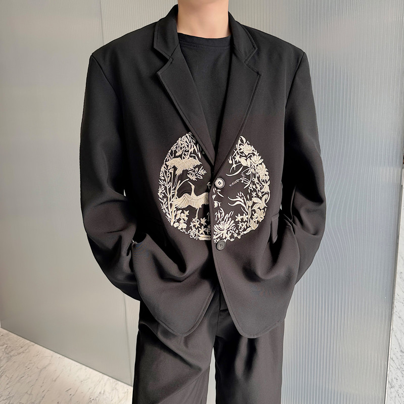 秋装新款潮流西服新中式团纹刺绣西装外套A452--6469--P145，男装西服套装，电商A452