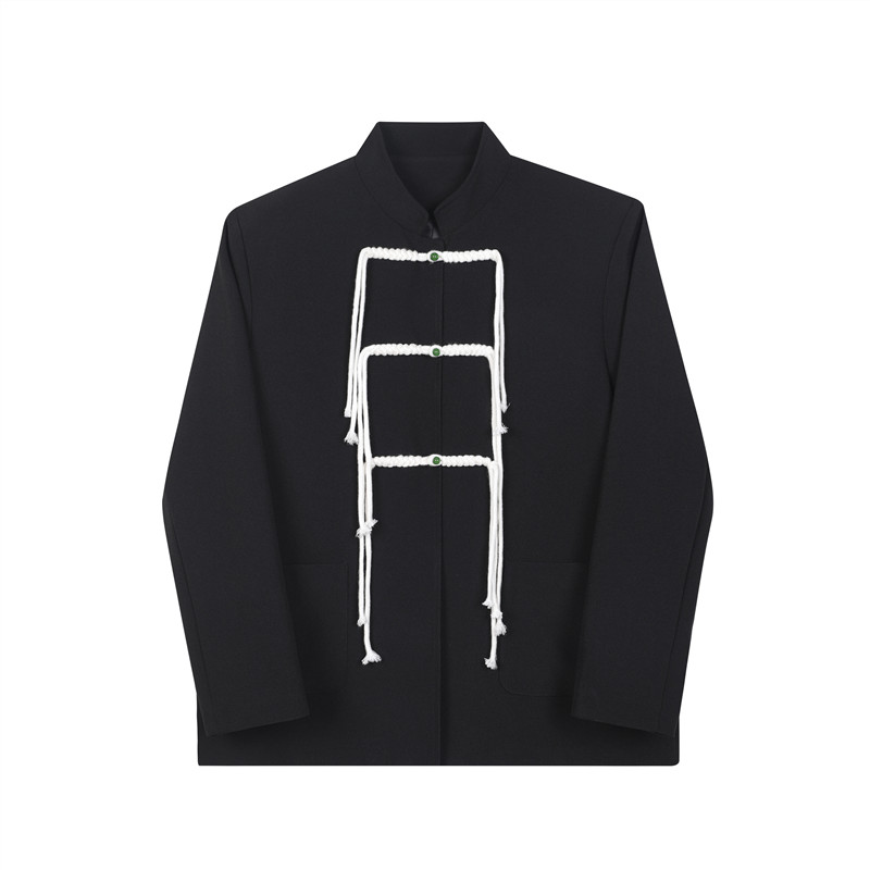 新中式盘扣设计立领西服外套高级感宽松西装上衣A452--6267--P135,男装西服,电商A452