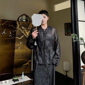 新款 国风系带上衣潮A452 提花廓形长袖 夏季 衬衫 新中式 H171 P105