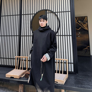 新款民族风连帽套头中长款风衣外套A452--H132--P185,男装风衣,电商A452